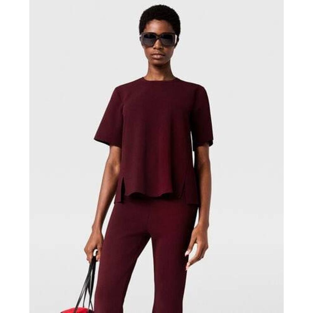 Stella McCartney  Iconic Compact Knit Top in Bordeaux XXS